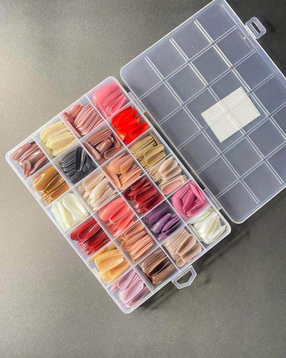 576 pcs nails with box reusable nails, 24 different colours Trendy - 72 / 144 / 288 / 576 Pcs