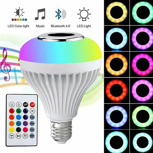 Light Bulb, Bluetooth Speaker with RGB LED and Remote Control