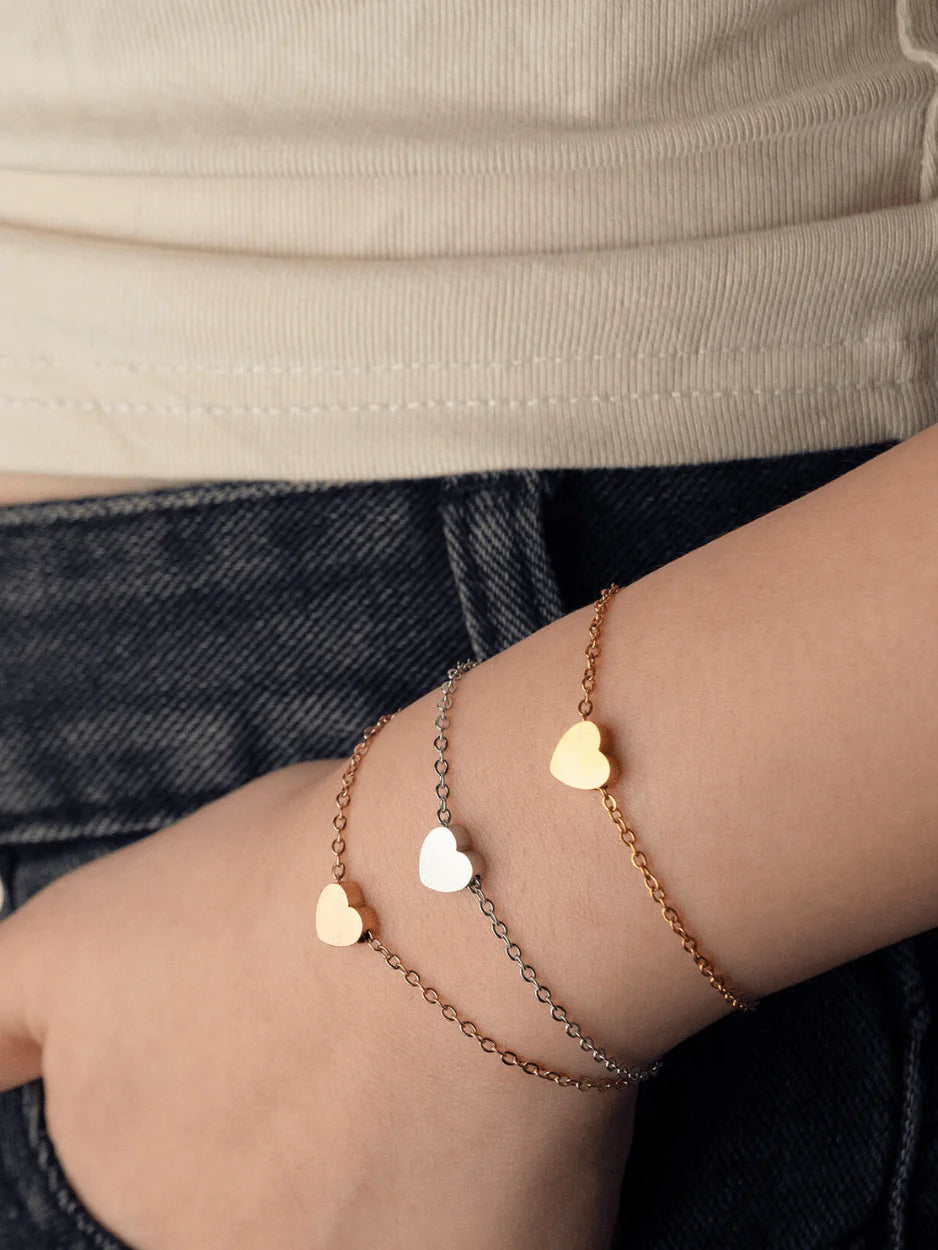 New Tiny Heart Anklet Bracelet Dainty Double Chain Layered Anklets for Women and Girls Foot Jewelry Beach Anklet