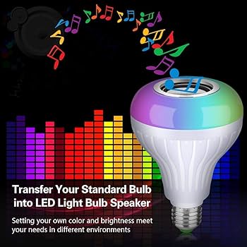 Light Bulb, Bluetooth Speaker with RGB LED and Remote Control