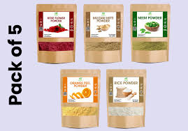 Pack of 5 Orange Peel Powder + Neem Powder + Rose Powder +Multani Mitti + Rice Powder for skin M&S Traders