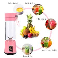 USB Rechargeable Juicer Blender 6 Blades Stainless Steel Material 380ml Electric Mini Juicer Blender For Personal Size Rechargeable Smoothie Maker & Dry Fruit Mixer Compact Travel Blender for Gym, Office & Home