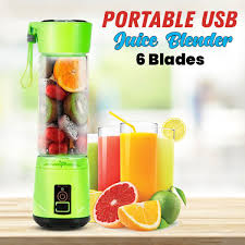 USB Rechargeable Juicer Blender 6 Blades Stainless Steel Material 380ml Electric Mini Juicer Blender For Personal Size Rechargeable Smoothie Maker & Dry Fruit Mixer Compact Travel Blender for Gym, Office & Home